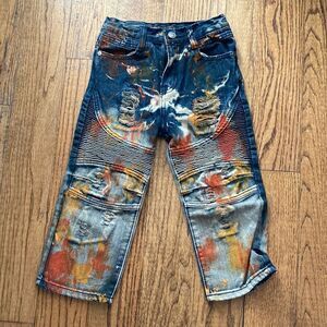 New Denim & Rivets Brush Painted Distressed Boys Jeans Size 4T